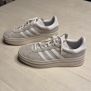 Adidas Suede Gray and White Platform Sneakers